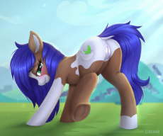 1742967__explicit_artist-colon-krrrokozjabrra_oc_oc-colon-little root_oc only_anus_blushing_commission_earth pony_female_mare_nudity_smiling_solo_solo .png