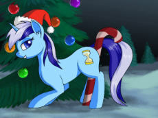 1331670__explicit_minuette_solo_female_pony_mare_unicorn_smiling_solo+female_animated_hat_food_bedroom+eyes_looking+back_grin_tree_gif_ma.gif