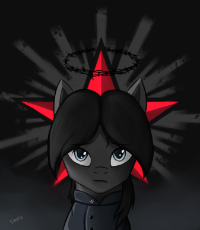1706155__safe_artist-colon-sinniepony_oc_oc-colon-sinnie_abstract background_black mane_blue eyes_clothes_crown of thorns_equestria at wa.png