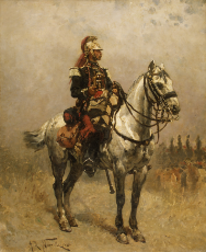 Alphonse-Marie-Adolphe de Neuville (1835–1885) A Cavalryman - Oil on canvas 1884.jpg