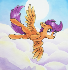 6901287__safe_artist-colon-chevaleto_derpibooru+exclusive_imported+from+derpibooru_scootaloo_pegasus_pony_cloud_cloudy_female_filly_flying_fo.jpg