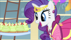 1179158__safe_screencap_rarity_pony_unicorn_a+bird+in+the+hoof_clothes_cupcake_cute_dress_ear+piercing_earring_female_food_gala+dress_happy_jewelry_mare_necklac-1179158.png