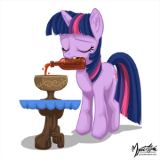 1053308__safe_artist-colon-mysticalpha_twilight sparkle_friendship is magic_confound these ponies_drink_food_goblet_hot sauce_mouth hold_sauce_scene in.jpeg