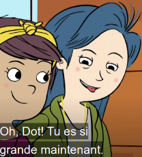 Chantal sticking tongue out at her niece Dot.png