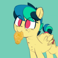 1732329__safe_artist-colon-shinodage_edit_oc_oc-colon-apogee_oc only_aponugget_chicken nuggets_female_filly_food_freckles_pegasus_pony_so.png