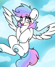 2060181__safe_artist-colon-spoopygander_oc_oc only_blushing_chest fluff_colored wings_cute_eyelashes_female_flying_looking up_mare_mlem_m.png