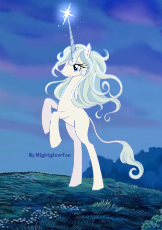 7211767__safe_artist-colon-nightglowfan_imported+from+derpibooru_pony_unicorn_amalthea_blue+eyes_female_horn_leonine+tail_magic_magic+aura_mane_mare_meadow_nigh.png