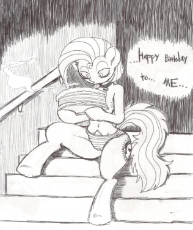 881289__questionable_artist-colon-wootmaster_oc_oc only_oc-colon-tracy cage_belly button_cake_clothes_food_monochrome_panties_pubic hair_semi-dash-anth.jpg
