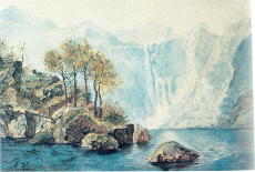 adolf hitler's artwork - gebirgssee (königssee) - (mountain lake (the lake koenigssee)) (1910).jpg