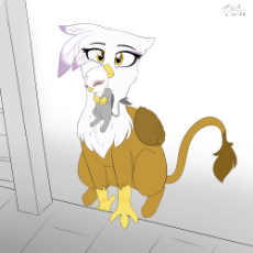 6703194__safe_artist-colon-astrum_imported+from+derpibooru_gilda_oc_griffon_baby_beak_beak+hold_behaving+like+a+cat_chest+fluff_chickub_cute_digital+art_duo_fem.png