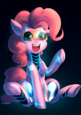 1513019__safe_artist-colon-bakki_pinkie pie_commission_cyborg_female_frog (hoof)_glow_gradient background_looking at you_open mouth_ponkbot_pony_ro.png