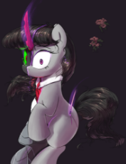 6479546__safe_artist-colon-vultraz_king+sombra_octavia+melody_earth+pony_unicorn_disguise_female_looking+at+you_magic_magic+aura_queen+umbra_rule+63_sitting_sol.png