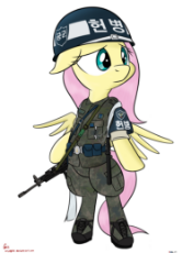 978981__safe_artist-colon-orang111_fluttershy_air force_bipedal_camouflage_daewoo k2_helmet_korean_military_military police_military uniform_pony_solo.jpg