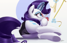 1351451__suggestive_artist-colon-raps_rarity_black underwear_clothed ponies_clothes_dock_dressmaking_eyeshadow_female_glasses_glowing horn_gusset_lace_.png