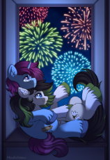 7140022__safe_artist-colon-madelinne_imported+from+derpibooru_oc_oc+only_oc-colon-core_oc-colon-morgan_pegasus_pony_unicorn_cuddling_duo_female_fireworks_horn_h.png