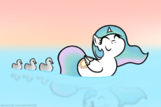 2521170__safe_princess+celestia_simple+background_smiling_alicorn_cute_eyes+closed_happy_chibi_water_bird_cutelestia_swimming_duck_momlestia_goose_ar.jpg