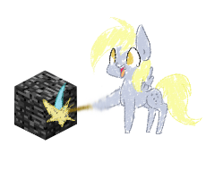 677693__safe_artist-colon-rice_derpy hooves_animated_bedrock_diamond pickaxe_extreme speed animation_female_mare_minecraft_pegasus_pony_solo.gif