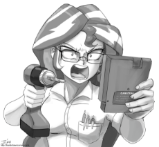 6041475__safe_artist-colon-johnjoseco_imported+from+derpibooru_sunset+shimmer_equestria+girls_angry_angry+video+game+nerd_monochrome_open+mouth_solo.png