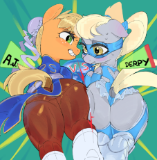 7113746__suggestive_artist-colon-maremagnet_imported+from+derpibooru_applejack_derpy+hooves_butt_butt+squish_chun+li_clothes_cosplay_costume_r-dot-mika_spandex_.png