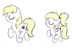 1876602__safe_female_pony_oc_oc+only_pegasus_earth+pony_cute_white+background_eyes+closed_filly_cutie+mark_ponytail_mother+and+daughter_explicit+sour.png