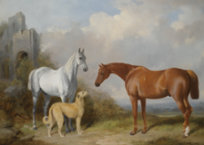 A_Grey_and_a_Chestnut_Hunter_with_a_Deerhound_by_William_Barraud,_1845.jpg