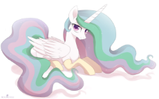 1324688__safe_artist-colon-momomistress_princess+celestia_clothes_colored+pupils_laying+down_looking+at+you_prone_shadow_simple+background_smiling_socks_solo_white.png
