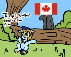 2816129__safe_artist-colon-neuro_edit_oc_oc+only_oc-colon-anon_human_pony_armor_belly+button_canada_canadian+flag_chin+scratch_dialogue_female_green+eyes_guards.png