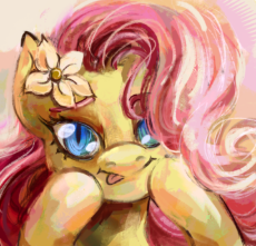 3796172__safe_derpibooru+import_fluttershy_pegasus_pony_g4_bust_ears_ears+up_female_flower_flower+in+hair_hair_image_my+little+pony_pink+background_png.png