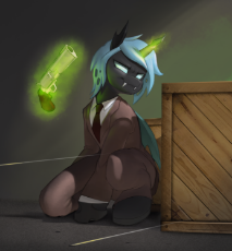 7106946__safe_artist-colon-stardep_imported+from+twibooru_oc_oc+only_changeling_semi-dash-anthro_ambassador_changeling+oc_clothes_crate_crouching_fangs_glowing+.png