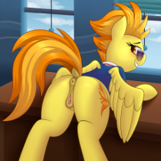 1953207__explicit_anonymous artist_spitfire_anatomically correct_anus_bedroom eyes_clitoris_clothes_dock_female_looking back_mare_nudity_.png