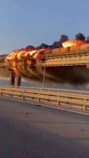Crimea RU Aftermath of the Explosion on the Bridge Joining to the Mainland.mp4