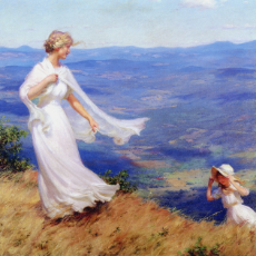 Charles Courtney Curran (1861-1942) The West Wind -  Oil on masonite 1918.jpg
