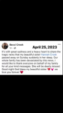 Hannah Crook Passed Away Suddenly In Her Sleep.mp4