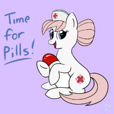 26338__safe_nurse+redheart_female_pony_mare_simple+background_earth+pony_looking+at+you_sitting_text_happy_hoof+hold_purple+background_pills_artist-c.png