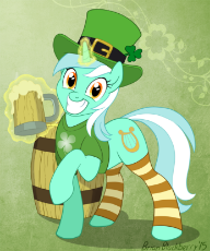 851523__safe_lyra+heartstrings_solo_clothes_smiling_looking+at+you_hat_magic_socks_raised+hoof_grin_shirt_striped+socks_parti.png