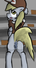 1466452__explicit_artist-colon-fluor1te_derpy hooves_anatomically correct_anus_clothes_cutie mark_dock_female_hat_mailmare_nudity_pegasus_pony_reaching.png