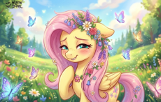 3770890__safe_ai+content_ponerpics+import_prompter-colon-hollow+smirk_fluttershy_butterfly_insect_pony_cute_female_flower_flower+in+hair_happy_image_jp.jpeg