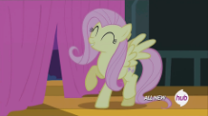 553078__safe_screencap_fluttershy_filli+vanilli_animated_cute_dancing_eyes+closed_hub+logo_open+mouth_raised+hoof_raised+leg_shyabetes_singing_smiling_.gif
