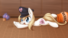 1261305__safe_oc_hat_food_earth pony_female_prone_heart_fuzzy_oc-colon-aryanne.png