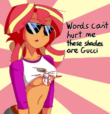 1721135__suggestive_alternate version_artist-colon-pastelhorses_sunset shimmer_equestria girls_breasts_camp everfree outfits_front knot midriff_midriff.jpeg
