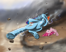 1015351__safe_artist-colon-kwendynew_pinkie+pie_rainbow+dash_g4_absurd+resolution_action+pose_crossover_fight_one+punch+man_underhoof.jpg