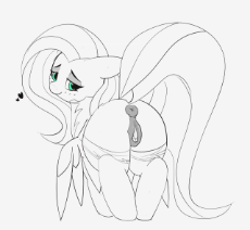 1792270__explicit_artist-colon-pabbley_fluttershy_30 minute art challenge_female_heart_looking back_mare_monochrome_nudity_plot_pony_simple background_.png