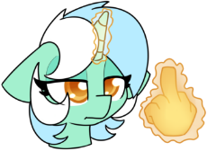 1806518__safe_lyra+heartstrings_solo_pony_simple+background_unicorn_transparent+background_magic_bust_vulgar_glowing+horn_hand_middle+finger_magic+ha.png