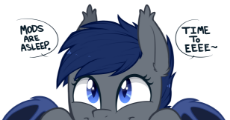 1343841__safe_artist-colon-higgly-dash-chan_oc_oc only_oc-colon-shift_bat pony_c-colon-_cute_dialogue_eeee_excited_happy_mascot_mods are asleep_peeking.png