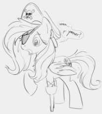 2507945__safe_artist-colon-dotkwa_derpibooru+import_fluttershy_pegasus_pony_amputee_eyepatch_gray+background_grayscale_hat_image_monochrome_peg+leg_pir.png