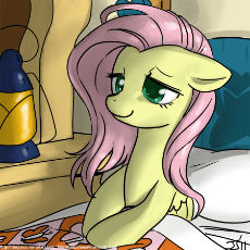 373__safe_artist-colon-johnjoseco_fluttershy_bed_colored pupils_cute_female_floppy ears_lidded eyes_mare_messy hair_messy mane_morning ponies_pegasus_p.png