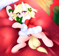 1321211__explicit_artist-colon-kei kun_oc_oc only_oc-colon-sweetiemilk_anatomically correct_bedroom_bedroom eyes_blushing_bow_bubble_christmas_clitoris.png