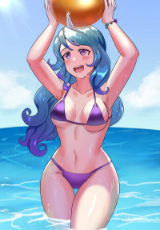 6280752__suggestive_artist-colon-tzc_imported+from+derpibooru_izzy+moonbow_human_beach+ball_belly+button_bracelet_clothes_g5_horn_horned+humanization_humanized_.jpg
