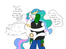 612771__safe_artist-colon-frikdikulous_derpibooru+import_princess+celestia_oc_oc-colon-anon_alicorn_human_pony_blushing_colored_dialogue_eyes+closed_fe.jpeg