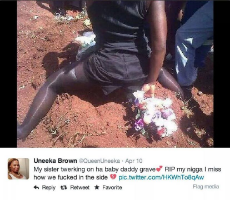 widow twerking on nigger husbands grave.jpg